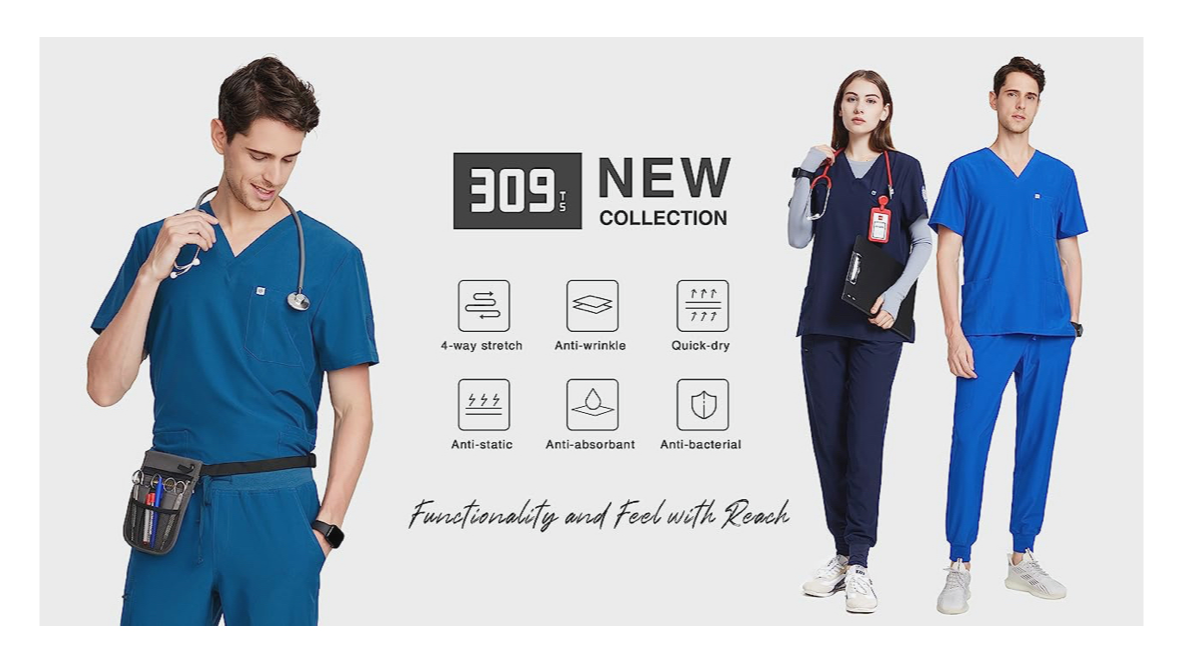 High-Quality Jogger Style Blue Medical Scrubs Like Figs & Cherokee Launched