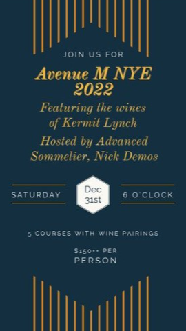 Enjoy A New Year's Eve Kermit Lynch Wine Dinner Hosted by Avenue M in Asheville