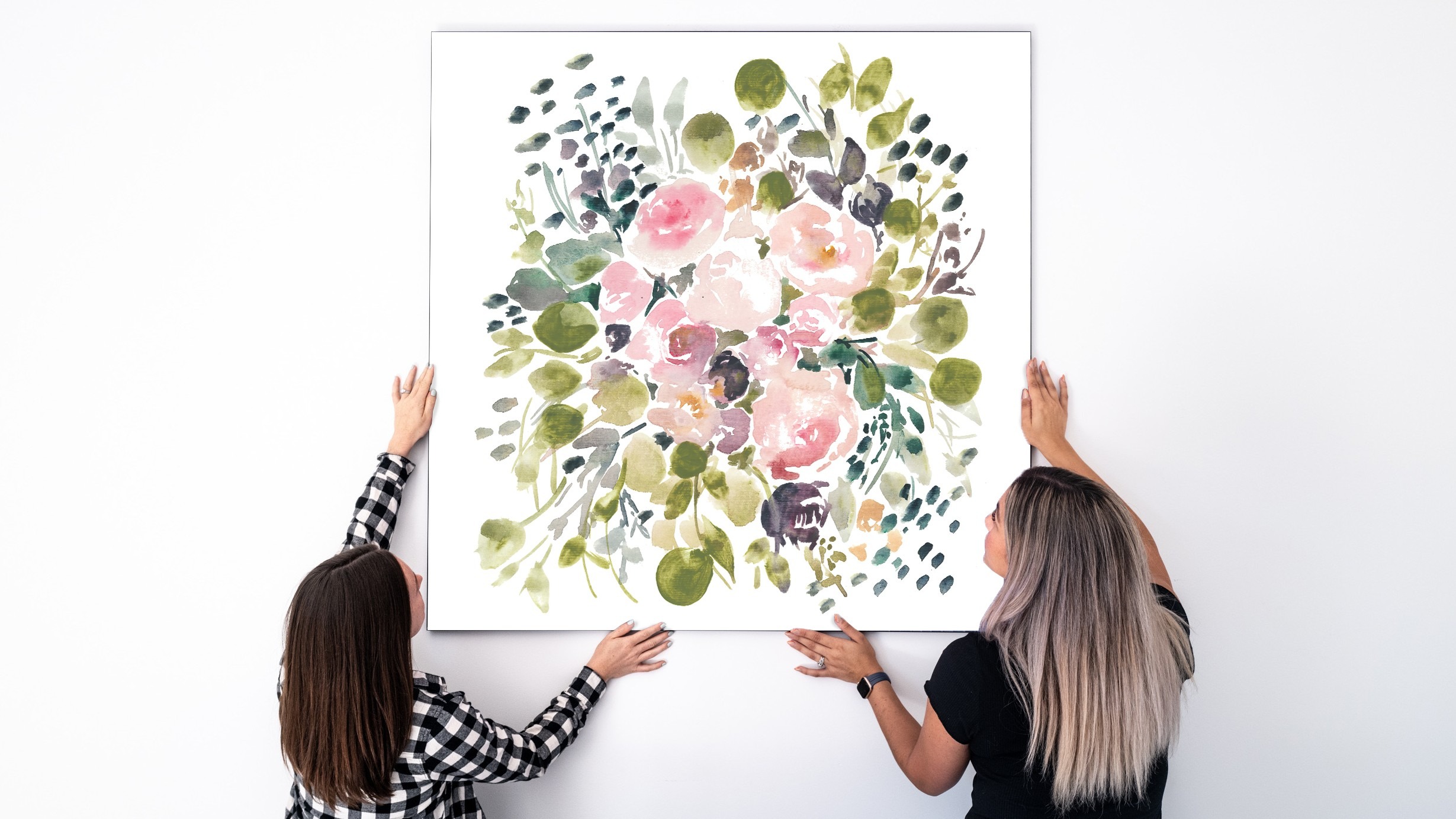 Contemporary Wall Art: Get This Pink Floral Watercolor Oversized Framed Print