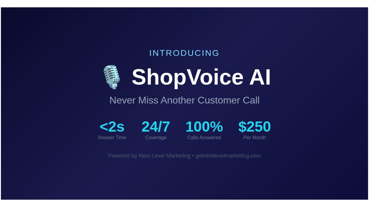 Get Next Level Marketing Launches ShopVoice AI to Help Auto Repair Shops