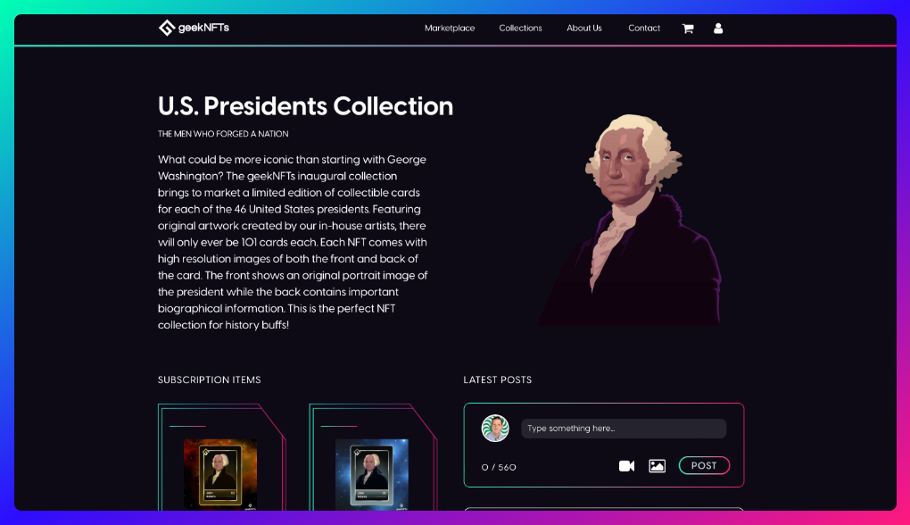 U.S. Presidents From geekNFTs Presents George Washington NFT for History Buffs