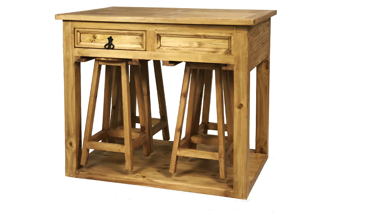 Ohio Designer Homes Have Log Cabin Style Bar Stools & Cabinets In Solid Wood